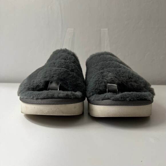 Koolaburra Women's Fuzz'n II Slippers Size 8 Faux Fur Casual Plush Neutral - Picture 2 of 8